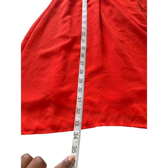 Lulus Into The Tropics Red Shift Dress With Ruffle Detail Spaghetti Straps Sz M - Picture 9 of 11